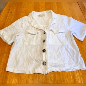 Monteau White Button-Down Shirt with Black Buttons